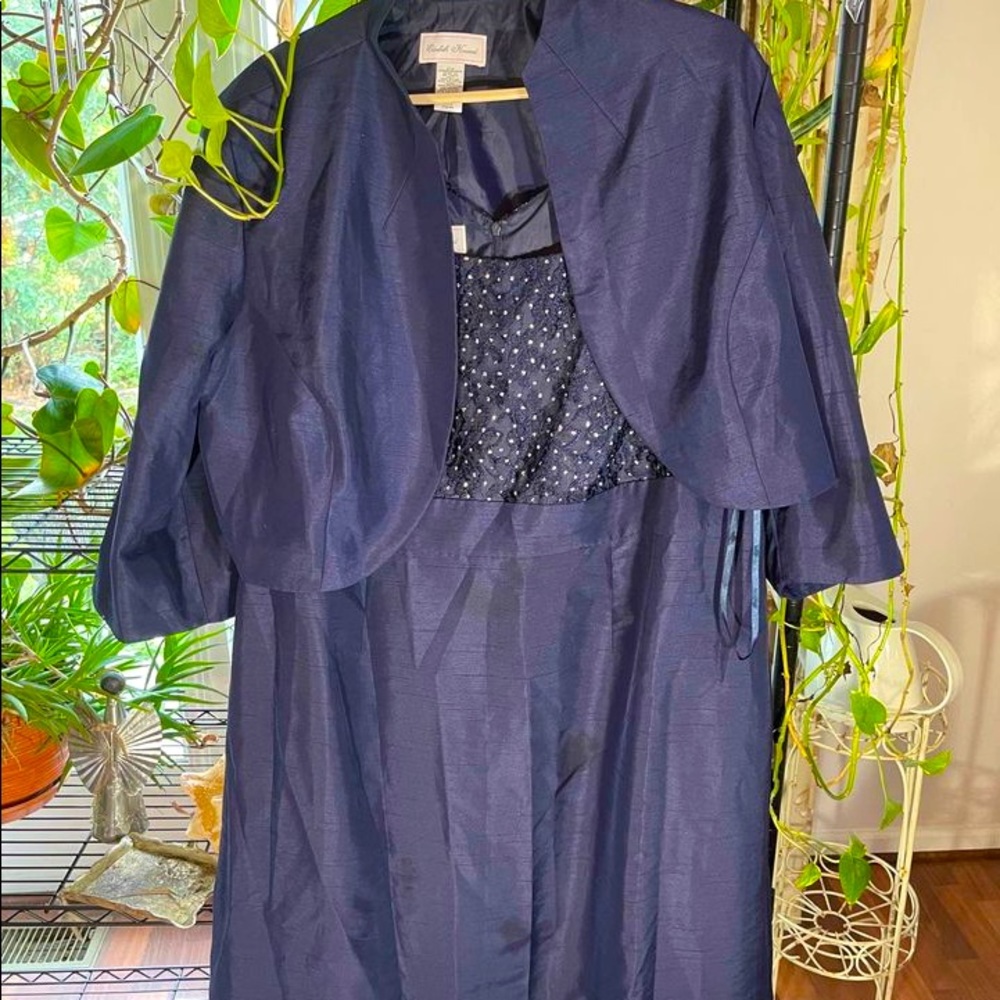 Elizabeth Howard 20 blue evening dress & jacket